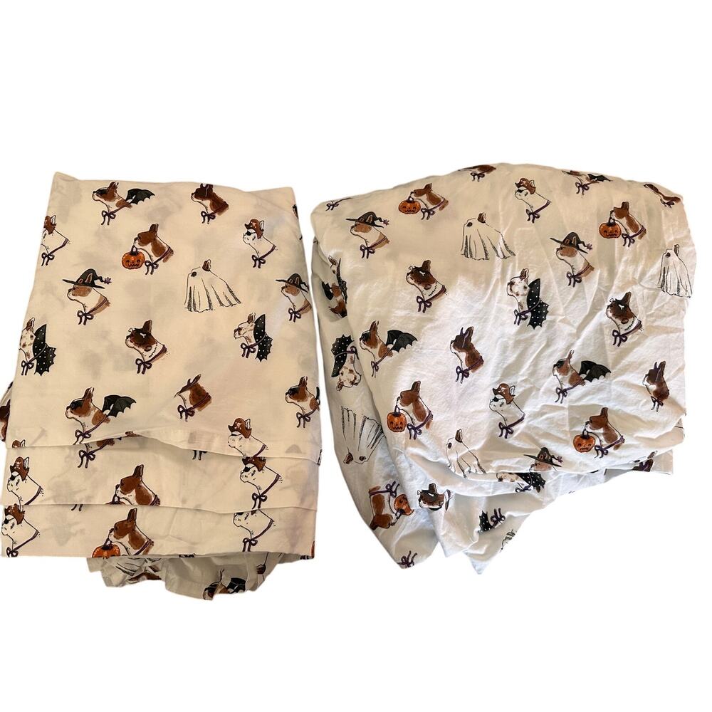 Cath Kidston London Dog Halloween Full Size Sheet Set Spooky Dogs No Pillows